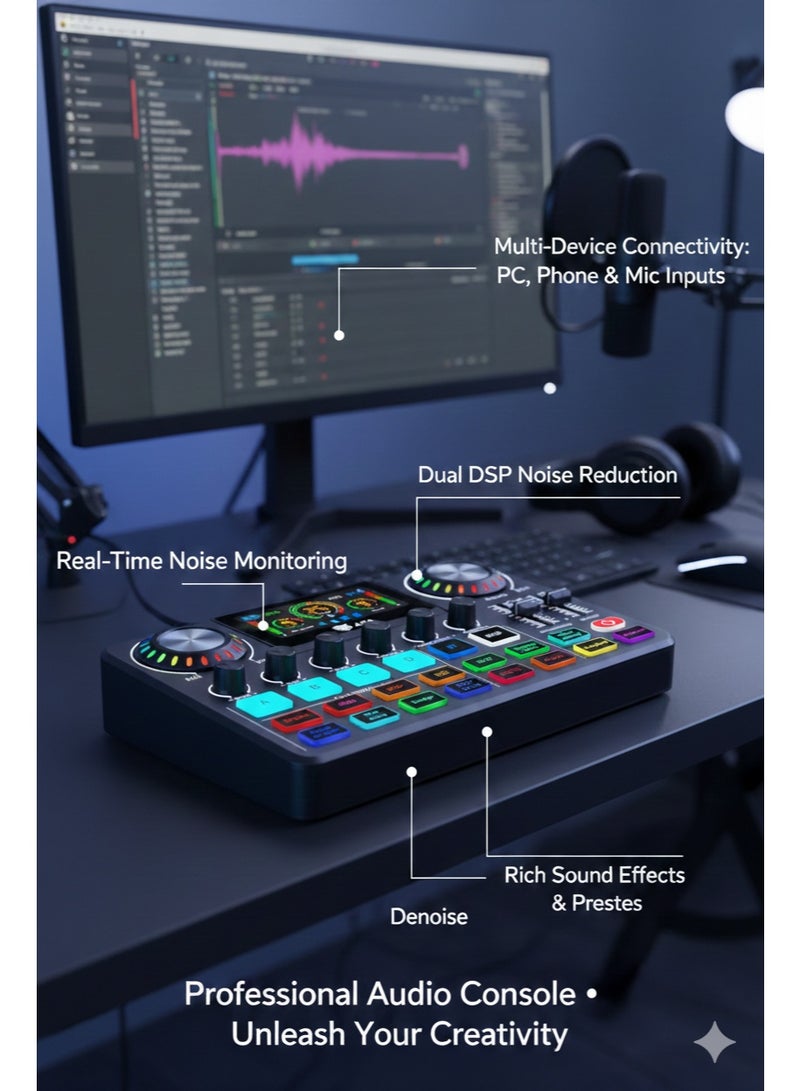 أيه أس أيه مكسر صوت وكارت صوت احترافي من ASA – جهاز كونسول رقمي للبث المباشر، البودكاست، والكاريوكي - Image 2